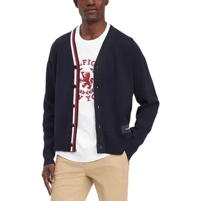 Tommy Hilfiger Mens Oversized Cotton Cardigan Sweater In Blue