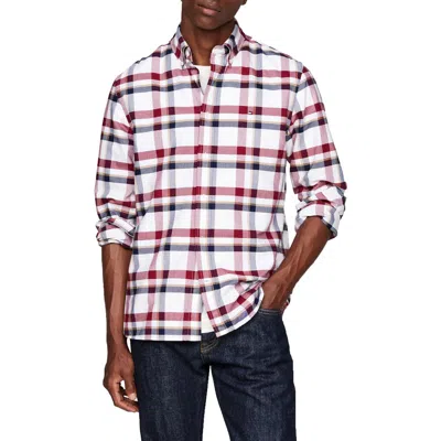 Tommy Hilfiger Mens Plaid Cotton Button-down Shirt In White