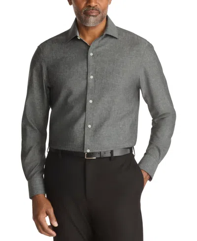 Tommy Hilfiger Mens Regular Fit Linen Dress Shirt In Black