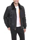 Tommy Hilfiger Mens Removable Collar Ribbed Trim Bomber Jacket In Black