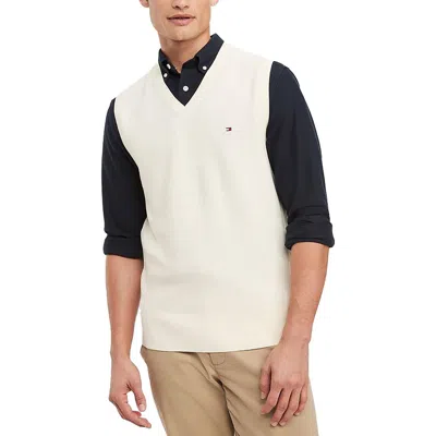 Tommy Hilfiger Mens Solid Cotton Sweater Vest In Multi