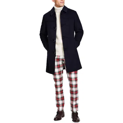 Tommy Hilfiger Mens Solid Polyester Overcoat In Blue