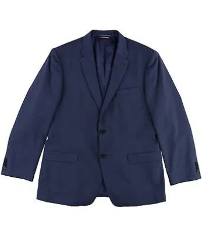 Pre-owned Tommy Hilfiger Mens Stretch Performance Two Button Blazer Jacket Blue 44