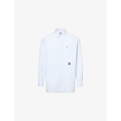 Tommy Hilfiger Mens Blue The F1® The Movie Collection Bengali-stripe Cotton And Linen-blend Shirt