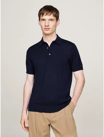 Tommy Hilfiger Merino Wool Polo In Navy