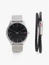 Tommy Hilfiger Mesh Watch And Leather Bracelet Gift Set