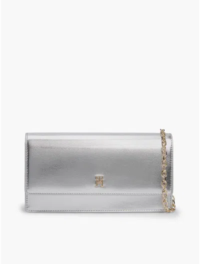 Tommy Hilfiger Metallic Chain Strap Wallet In Silver