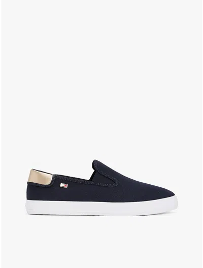Tommy Hilfiger Metallic Heel Canvas Slip In Space Blue