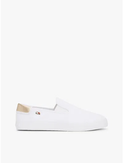 Tommy Hilfiger Metallic Heel Canvas Slip In White