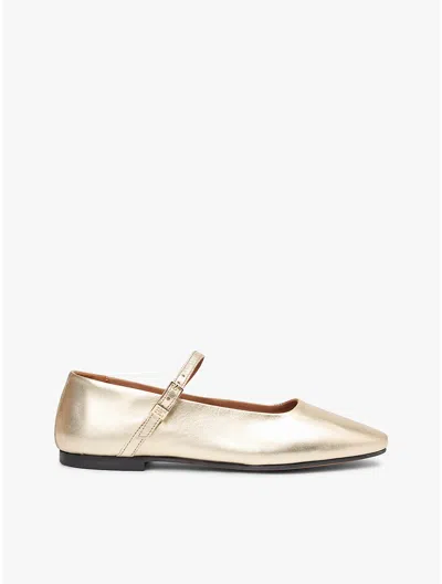 Tommy Hilfiger Metallic Leather Mary Jane Flat In Gold