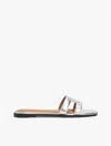 Tommy Hilfiger Metallic Leather Th Monogram Sandal In Silver