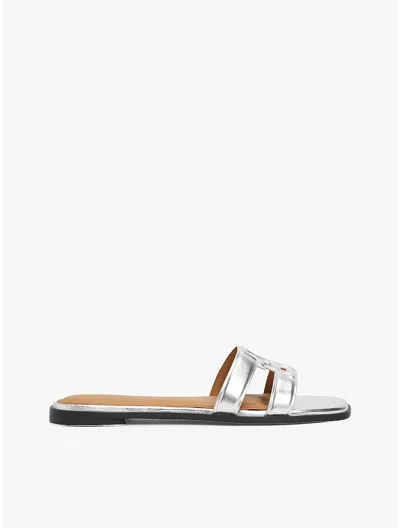Tommy Hilfiger Metallic Leather Th Monogram Sandal In Silver