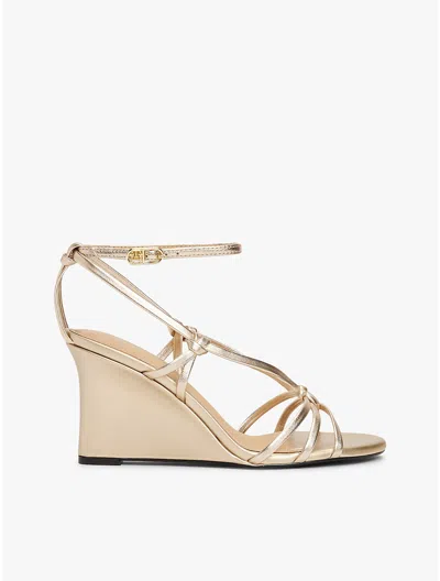 Tommy Hilfiger Metallic Leather Wedge Sandal In Gold