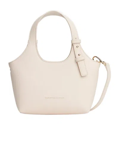 Tommy Hilfiger Metallic Logo Tote Bag In White