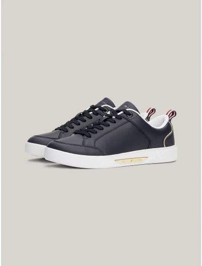 Tommy Hilfiger Metallic Trim Leather Sneaker In Space Blue