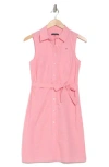 Tommy Hilfiger Micro Check Sleeveless Cotton Shirtdress In Rosette/bright White
