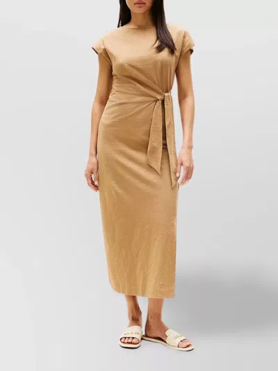 TOMMY HILFIGER MIDI DRESS WITH KNOTTED BOAT NECK