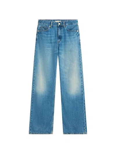 Tommy Hilfiger Mid-rise Faded Straight-leg Denim Jeans In Blue