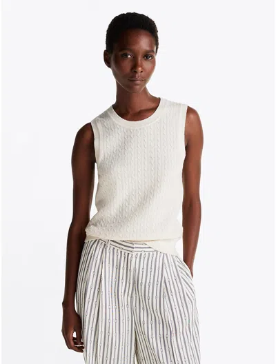 Tommy Hilfiger Mini Cable Knit Wool In Heather Ivory Petal
