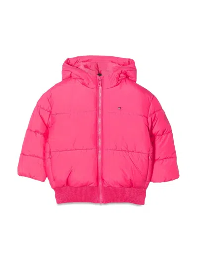 Tommy Hilfiger Mini Hood Branded Puffer Jacket For Girls In Pink