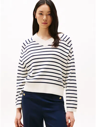 Tommy Hilfiger Mini In Ivory Petal / Dark Night Navy Stripe
