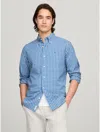 Tommy Hilfiger Mini Tartan Regular Fit Poplin Shirt In Copenhagen Blue
