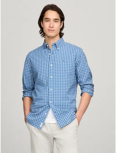 Tommy Hilfiger Mini Tartan Regular Fit Poplin Shirt In Copenhagen Blue
