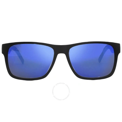 Tommy Hilfiger Mirror Blue Rectangular Men's Sunglasses Th 1718/s 00vk/z0 56 In Black / Blue