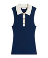 Tommy Hilfiger Mixed Knit Sleeveless Slim Polo Jumper In Blue