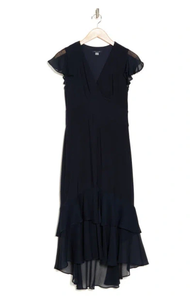 Tommy Hilfiger Mixed Media High-low Dress In Sky Captain