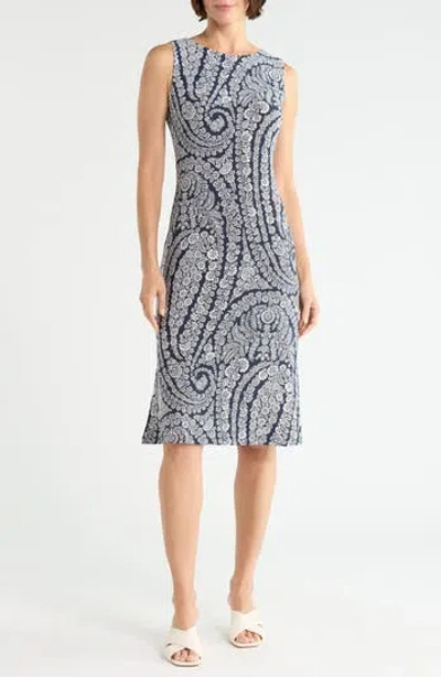 Tommy Hilfiger Mixed Media High-low Dress In Sky Captain/ Ivory
