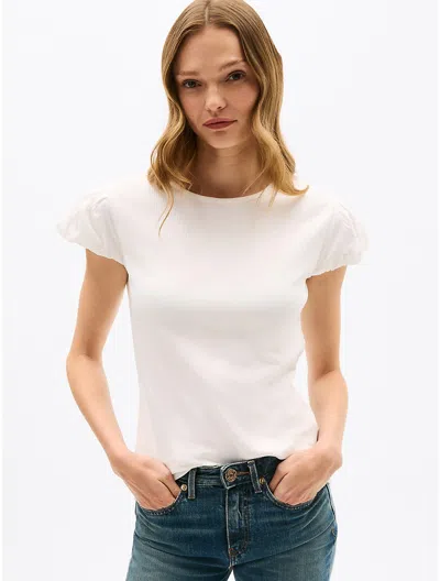 Tommy Hilfiger Mixed Media Shirred Cap In Ecru