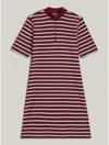Tommy Hilfiger Mockneck Slim Fit Shift Dress In Breton Deep Rouge/ecru Stripe