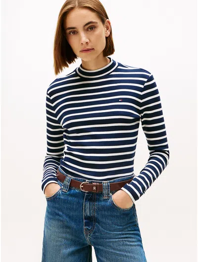 Tommy Hilfiger Mockneck Stretch Knit Top