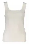 Tommy Hilfiger Elegant White Tank Top With Contrasting Details In Beige