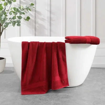 Tommy Hilfiger Modern American Cotton 2 Piece Bath Towel Set In Red