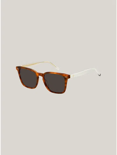 Tommy Hilfiger Modern Prep Rectangle Sunglasses In Red Havana