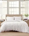 Tommy Hilfiger Modern Windowpane Faux Linen 3-pc. Comforter Set, King In White,dark Blue