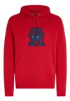 Tommy Hilfiger Monogram Applique Hoodie In Rosso