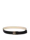 Tommy Hilfiger Monogram Buckle Leather Belt In Black
