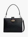 Tommy Hilfiger Monogram Clasp Mini Satchel Bag In Black