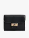 Tommy Hilfiger Monogram Clasp Smooth Trifold Wallet In Black