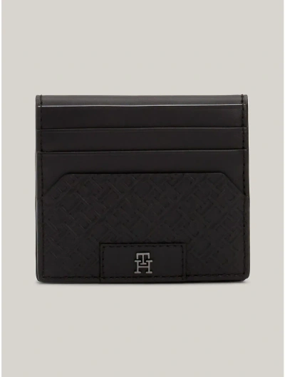 Tommy Hilfiger Monogram Credit Card Wallet In Black