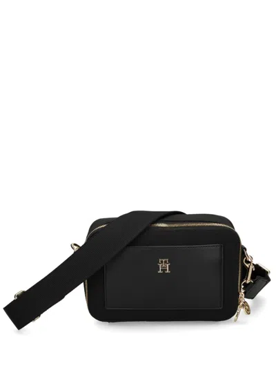 Tommy Hilfiger Monogram Double Zip Camera Bag In Black