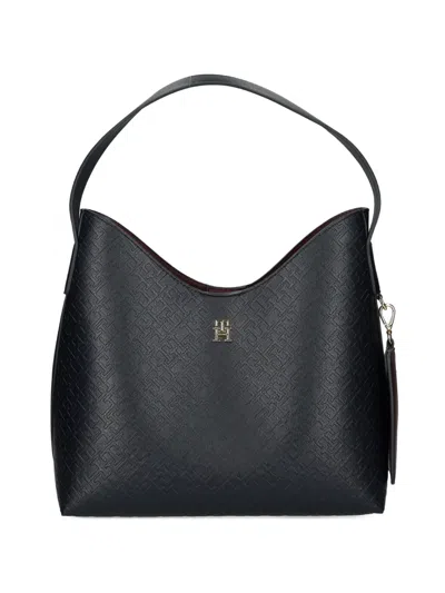 Tommy Hilfiger Monogram Embossed Tote Bag In Black