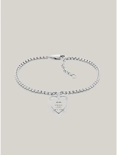 Tommy Hilfiger Monogram Heart Bracelet In Silver
