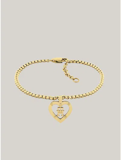 Tommy Hilfiger Monogram Heart Gold In Gold Plated