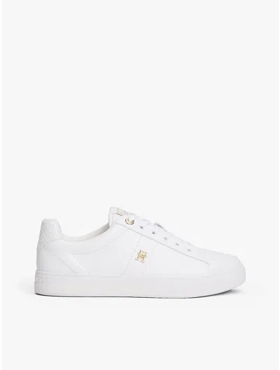 Tommy Hilfiger Monogram Heel Leather Court Sneaker In White