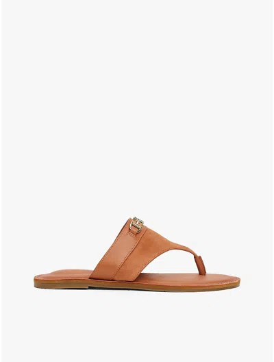 Tommy Hilfiger Monogram Horsebit Leather & Suede Sandal In Cinnamon Bark