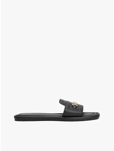 Tommy Hilfiger Monogram Horsebit Leather Sandal In Black